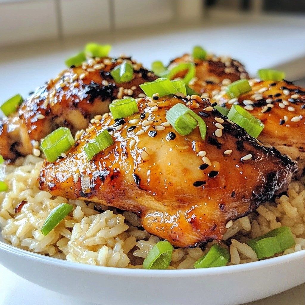 Ginger Sesame Chicken Thighs with Brown Rice Einfaches Rezept