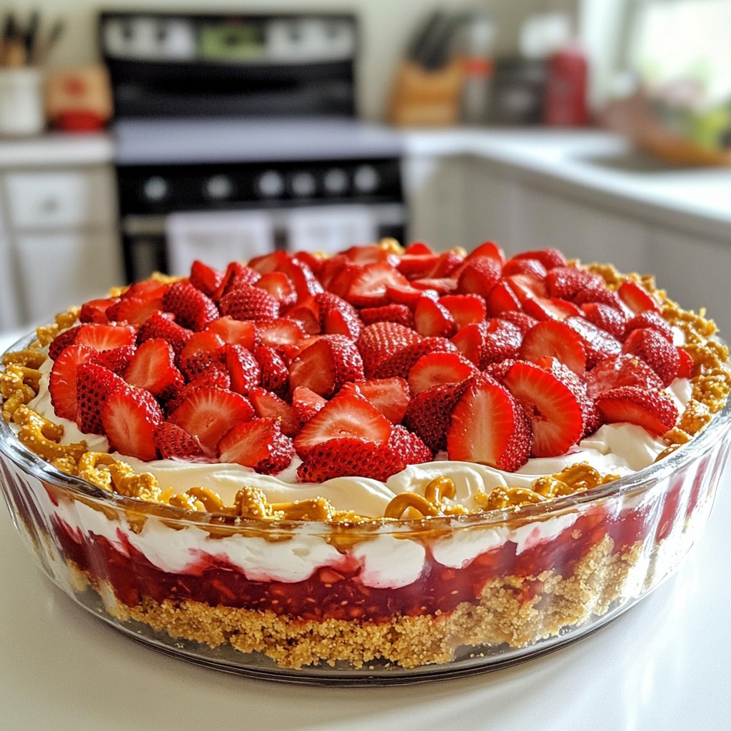 Leckerer Erdbeer-Brezel-Eisbox-Pie für den Sommer