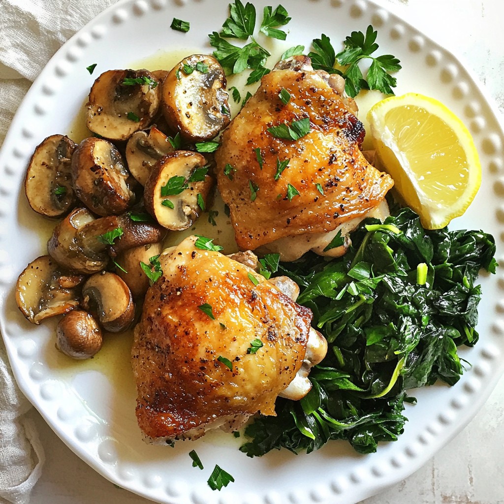 One-Pan Chicken Thighs with Mushrooms and Spinach Rezept