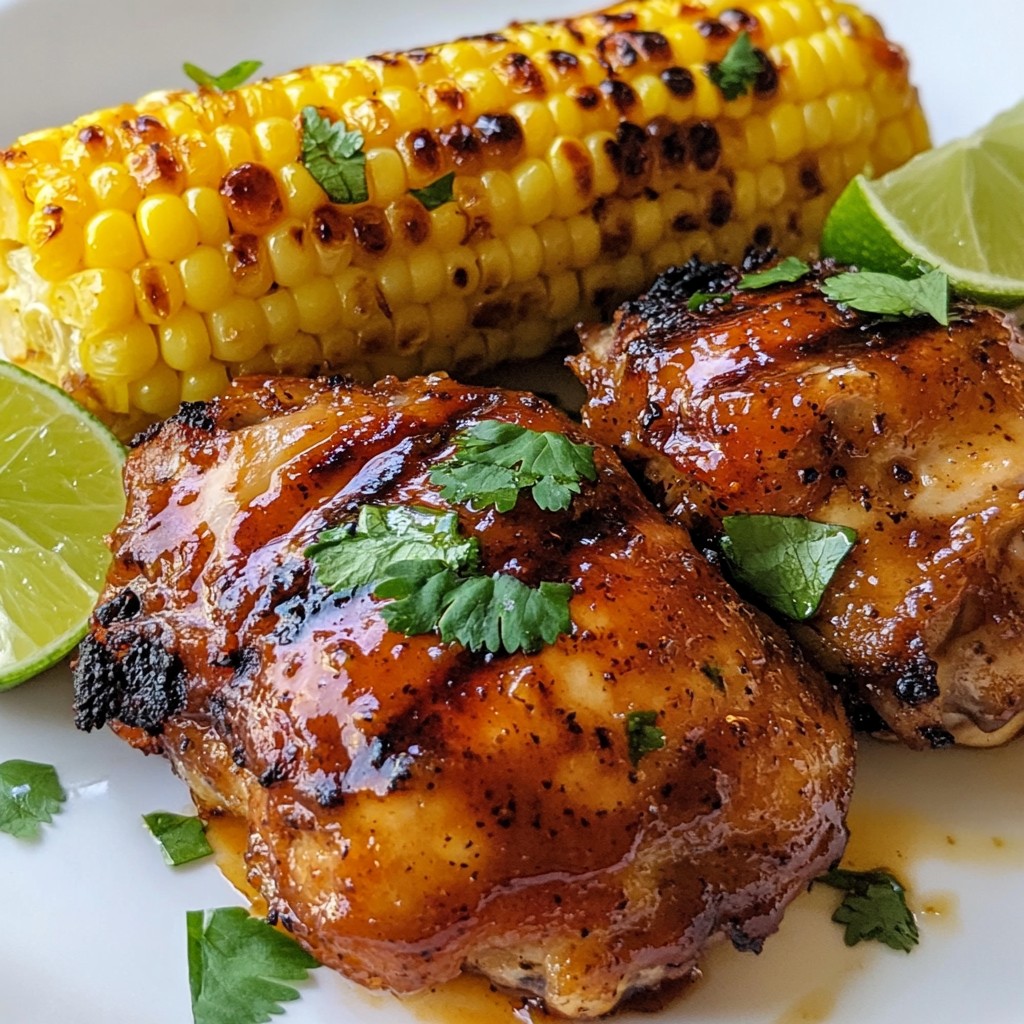Smoky Barbecue Grilled Chicken mit Maiskolben genießen