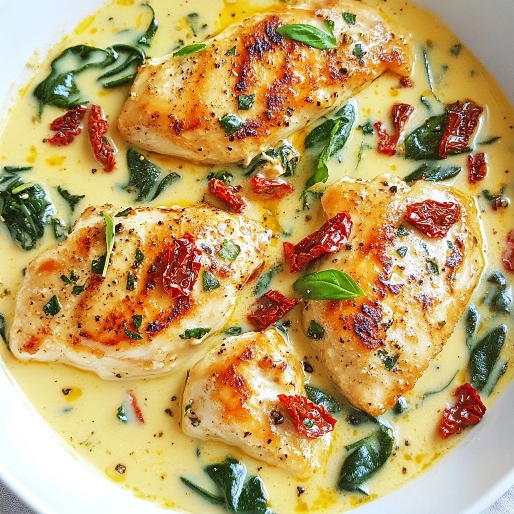 Tuscan Chicken with Spinach and Sun-Dried Tomatoes Rezept
