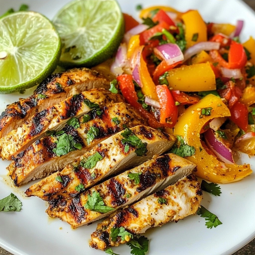 Chili Garlic Grilled Chicken mit Paprika-Salat lecker
