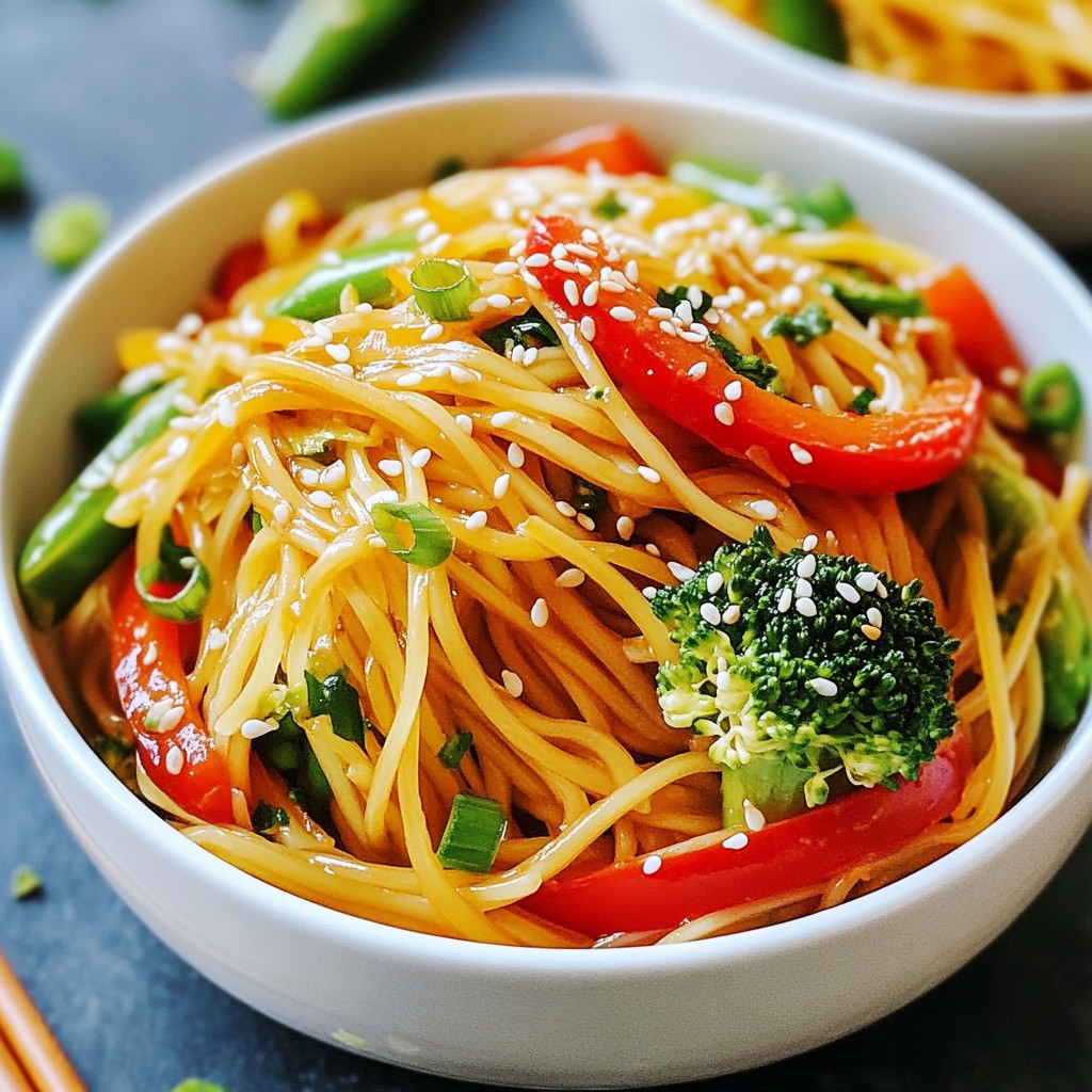 Asian Garlic Noodle Stir Fry Schnelle und köstliche Mahlzeit