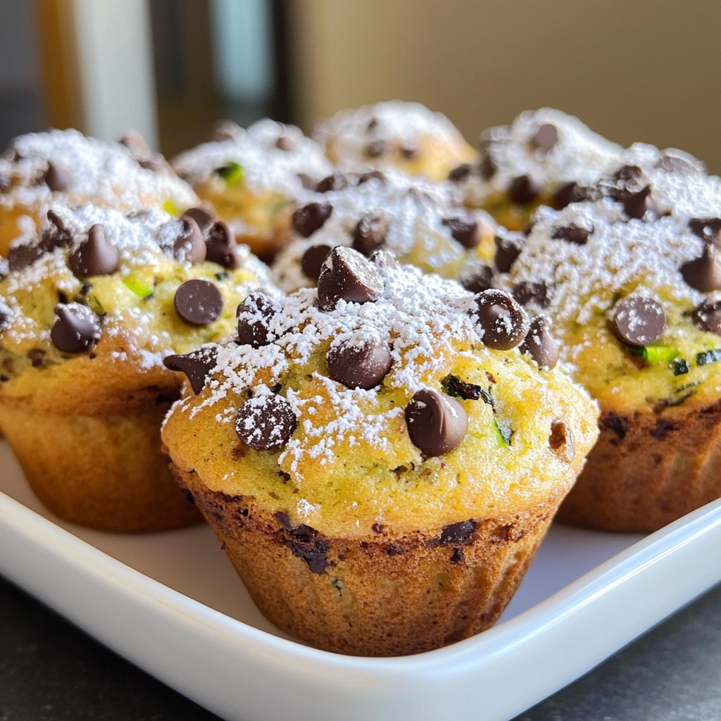 Schokoladenstückchen Zucchini Muffins Küstlich und Einfach