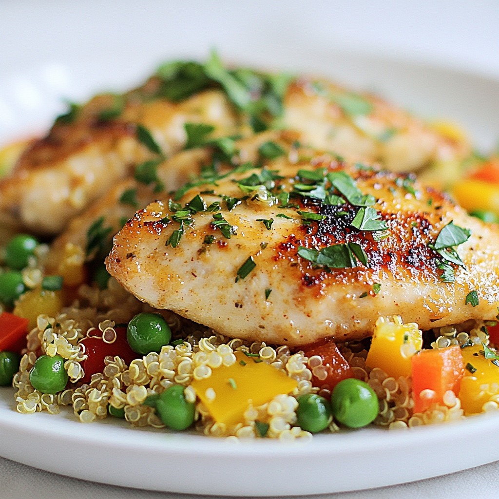 Knoblauch Kräuter Hähnchenbrust mit Quinoa Pilaf
