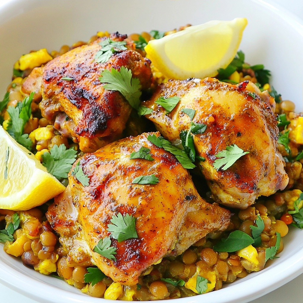 Meal Prep Turmeric Chicken Thighs with Lentils Rezept