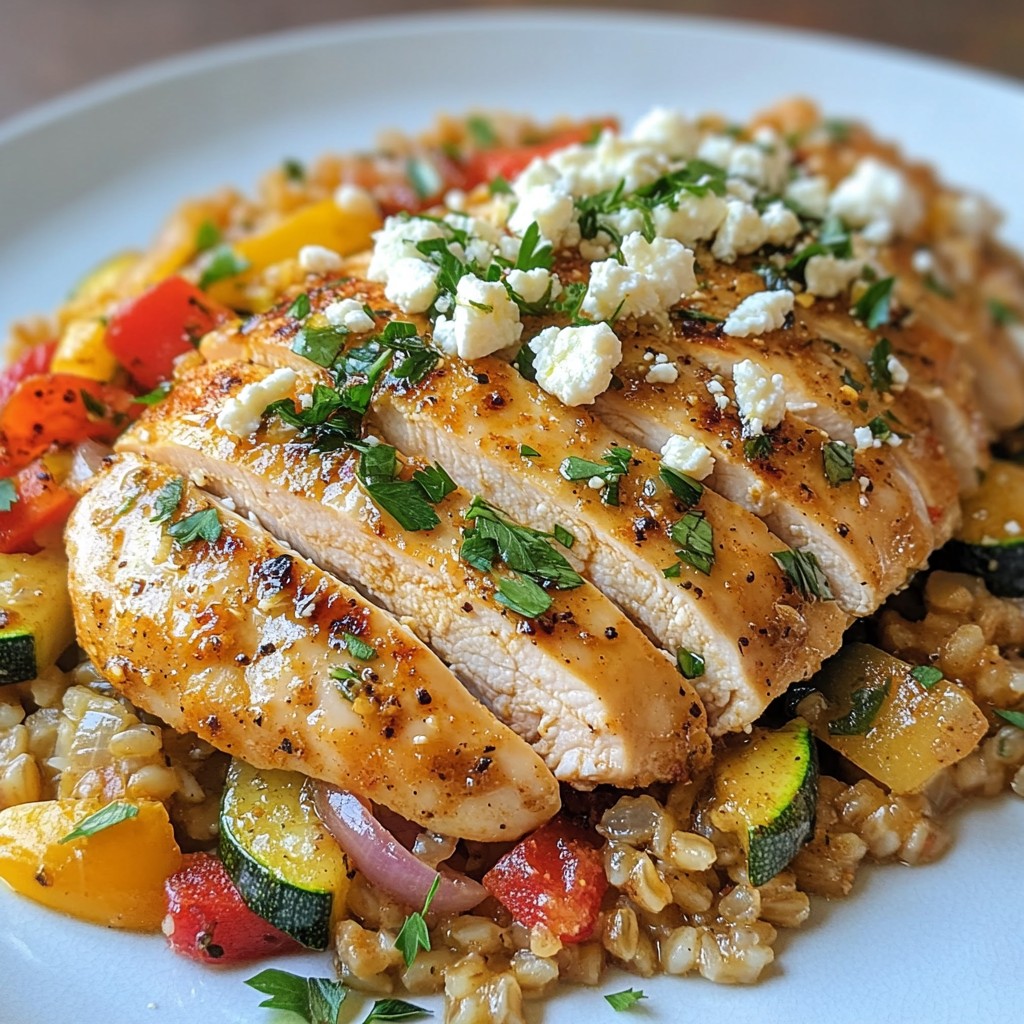 Mediterrane Hähnchenbrust mit Farro und Gemüse