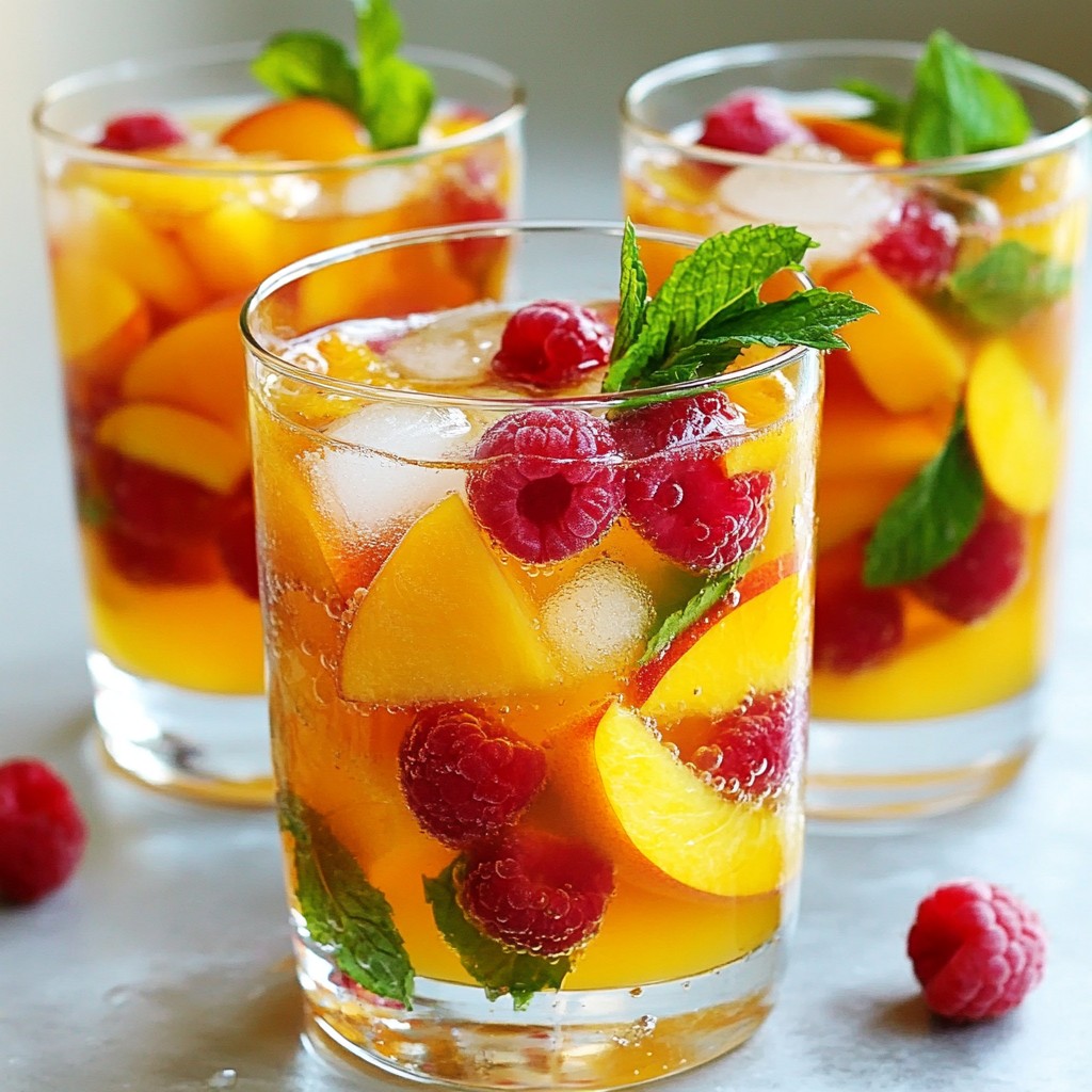 Peach Raspberry Sangria Mocktail Frisch und Fruchtig