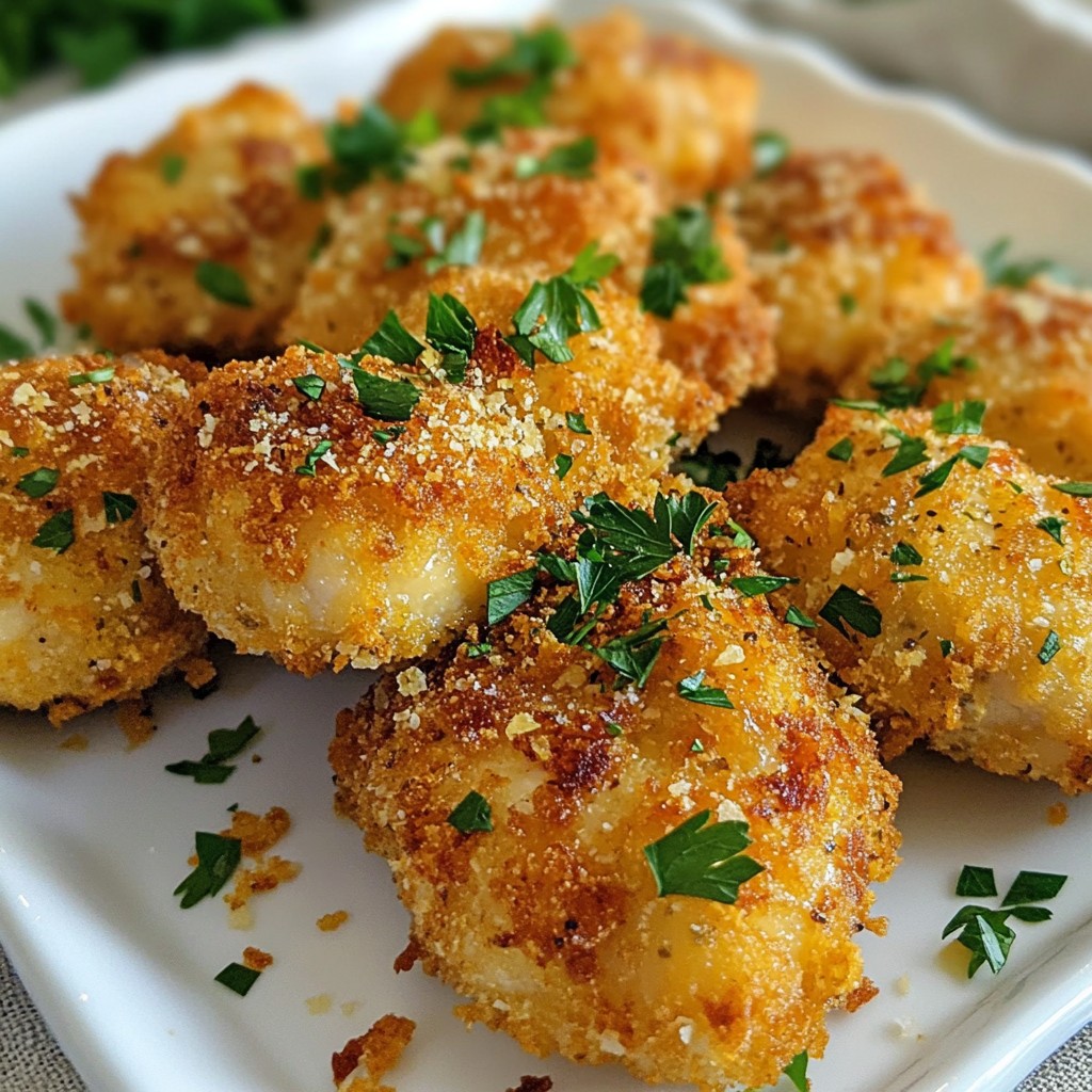 Knoblauch Parmesan Hähnchenbissen Einfaches Rezept