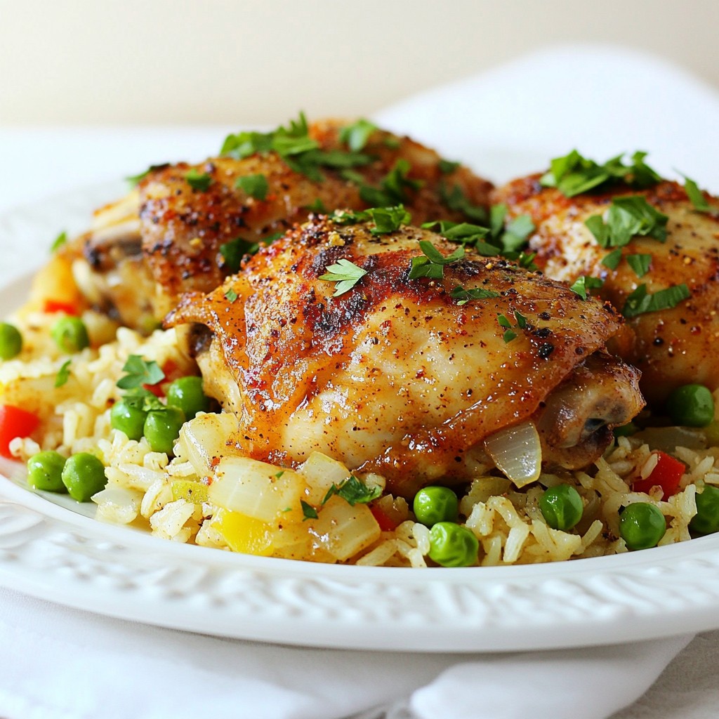 Cajun Chicken Thighs mit Braunem Reis und Erbsen