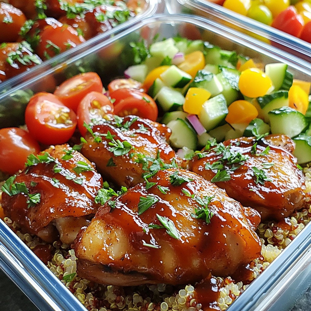 Meal Prep BBQ Chicken Thighs mit Quinoa Salad Lecker