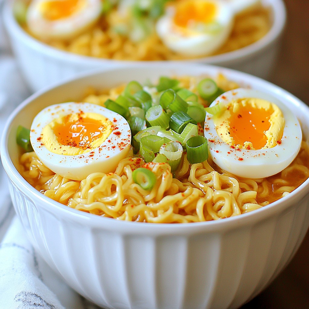 Knoblauchbutter Ramen-Nudeln Schnelle und köstliche Mahlzeit