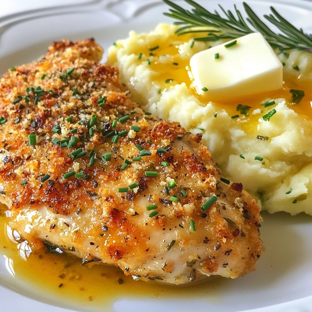 Herb-Crusted Baked Chicken mit köstlichen Kartoffeln