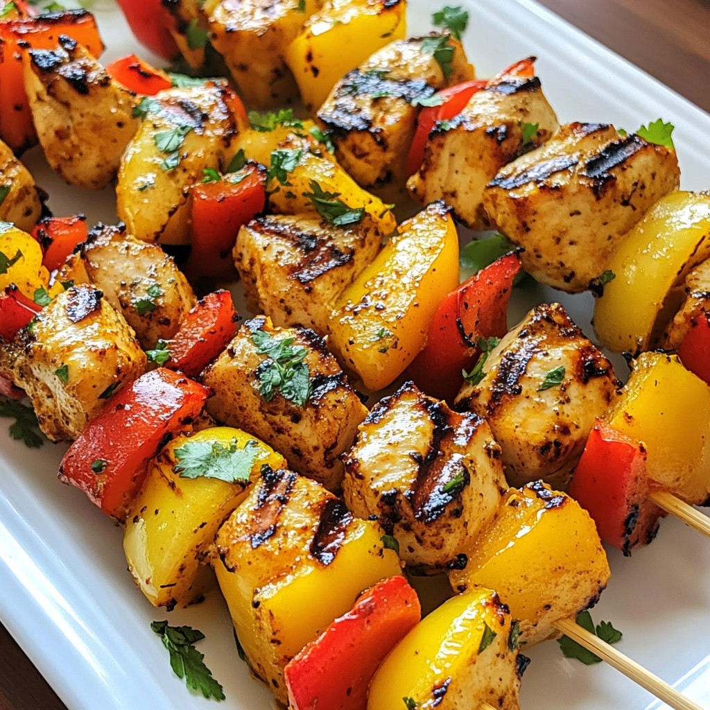 Spicy Grilled Chicken Skewers with Bell Peppers Rezept