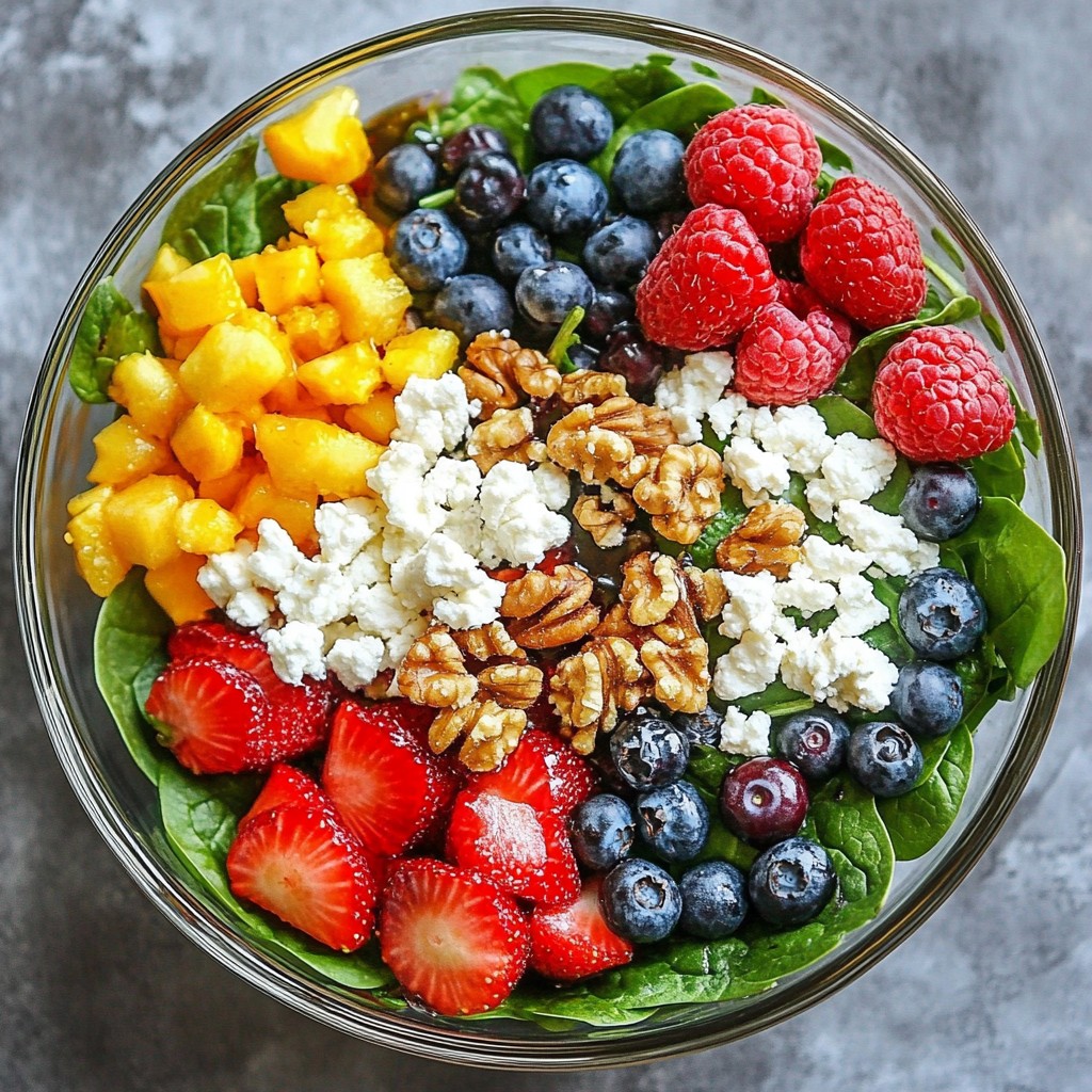 Frische Summer Berry Spinach Salad mit Nüssen und Käse