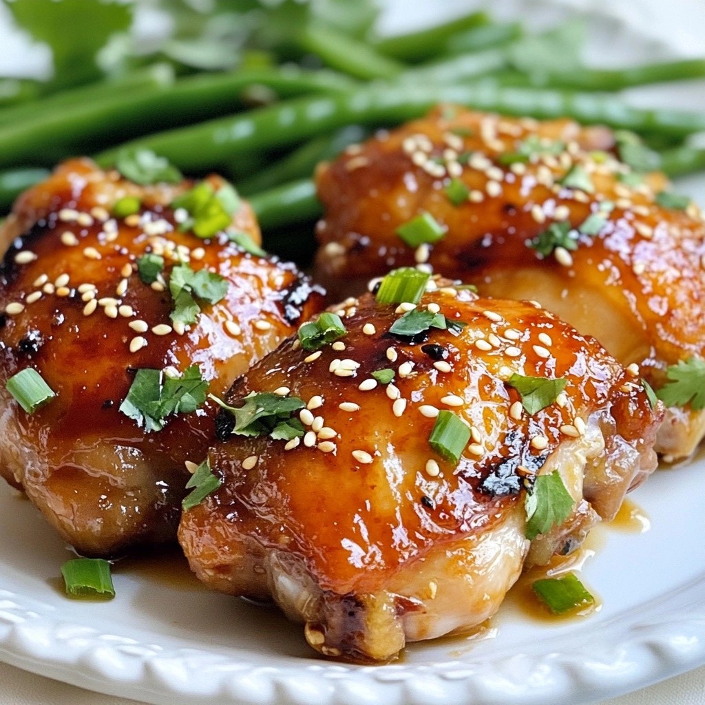 Schnelle Teriyaki-Hähnchenschenkel mit grünen Bohnen