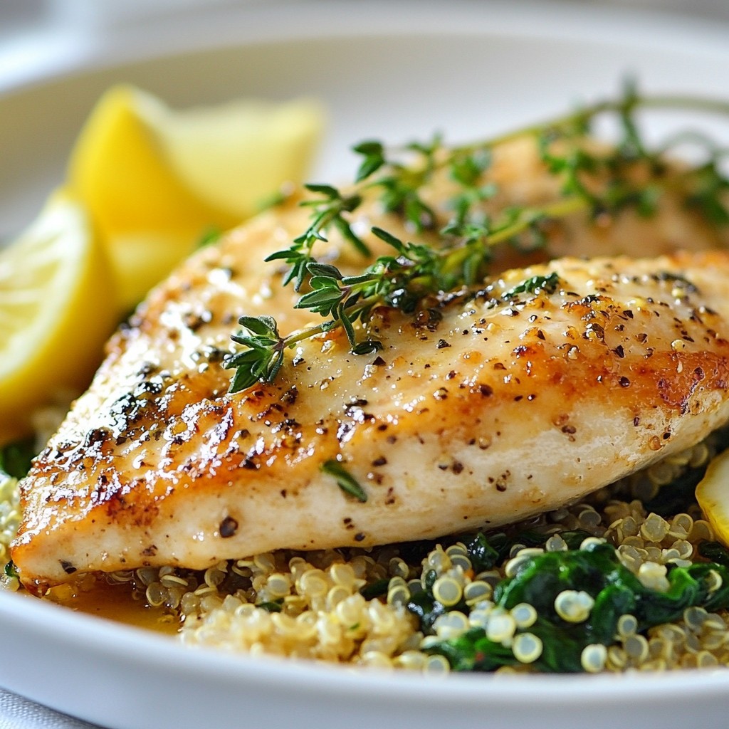 Herbed Chicken Breast with Quinoa and Spinach genießen
