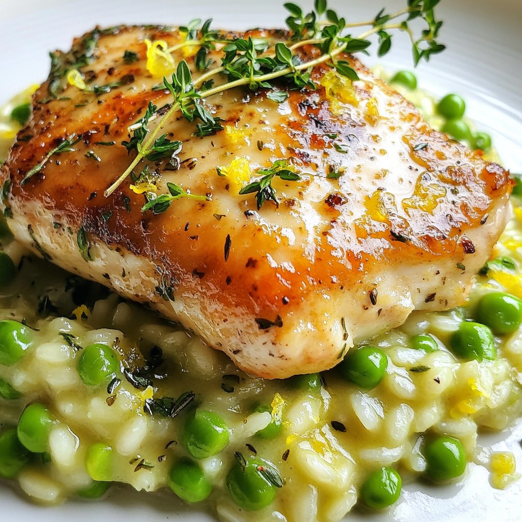 Savory Lemon Thyme Chicken Breast with Pea Risotto Rezept