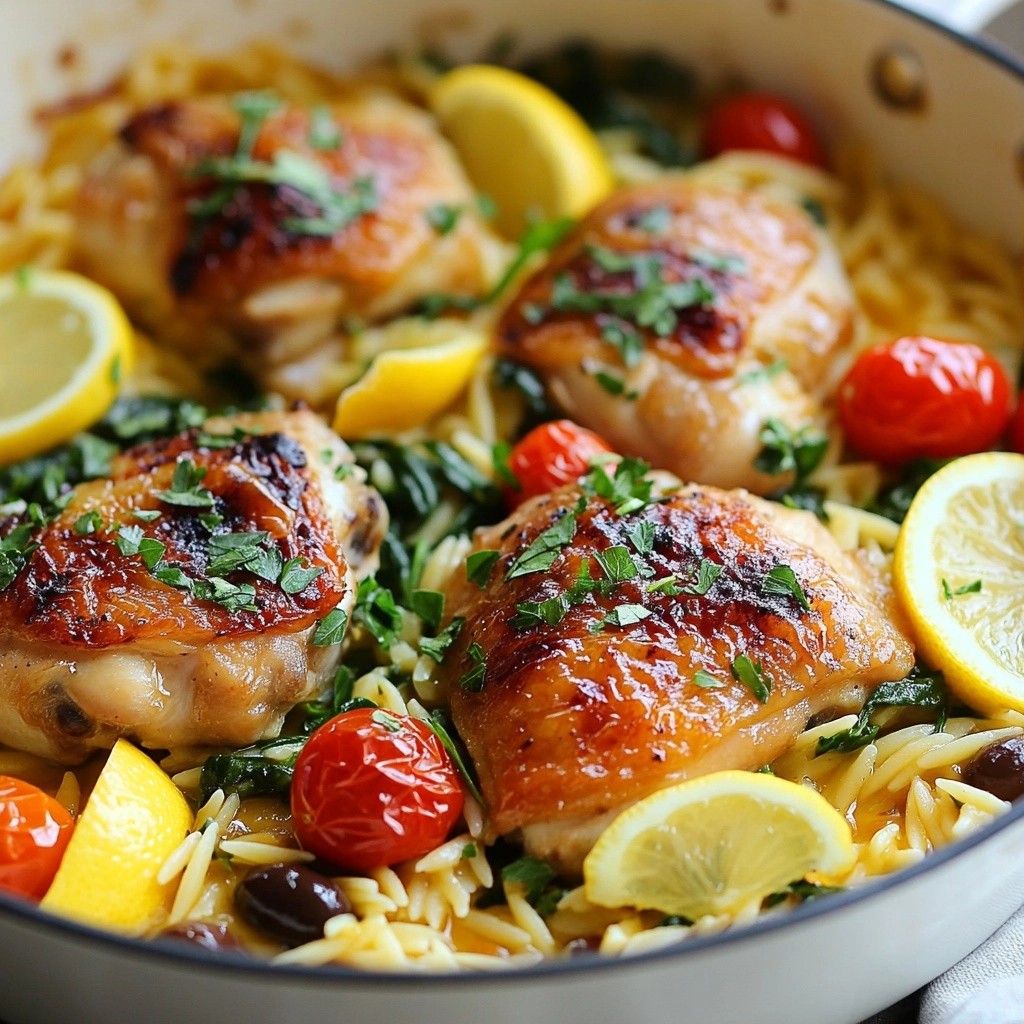 One-Pan Greek Chicken with Lemon Orzo einfach genießen