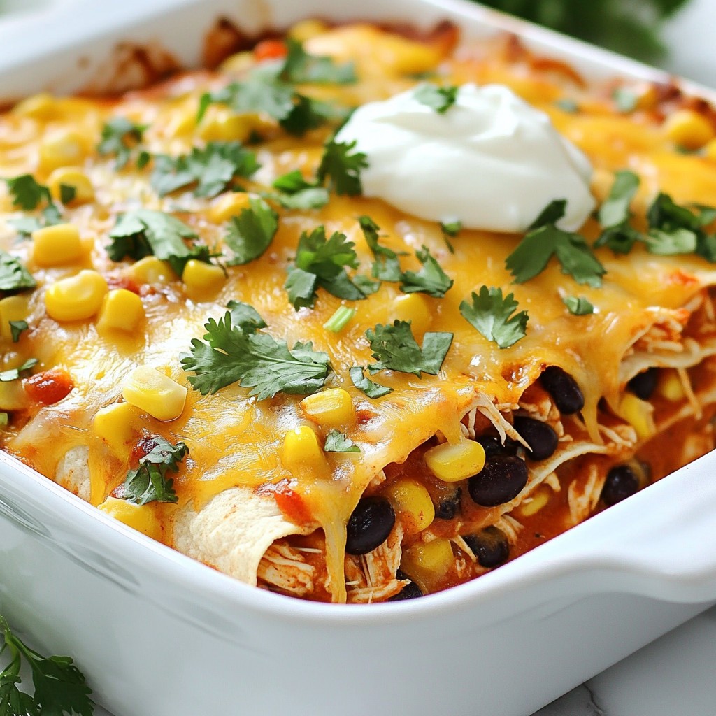 Shredded Chicken Enchilada Casserole Köstliches Gericht