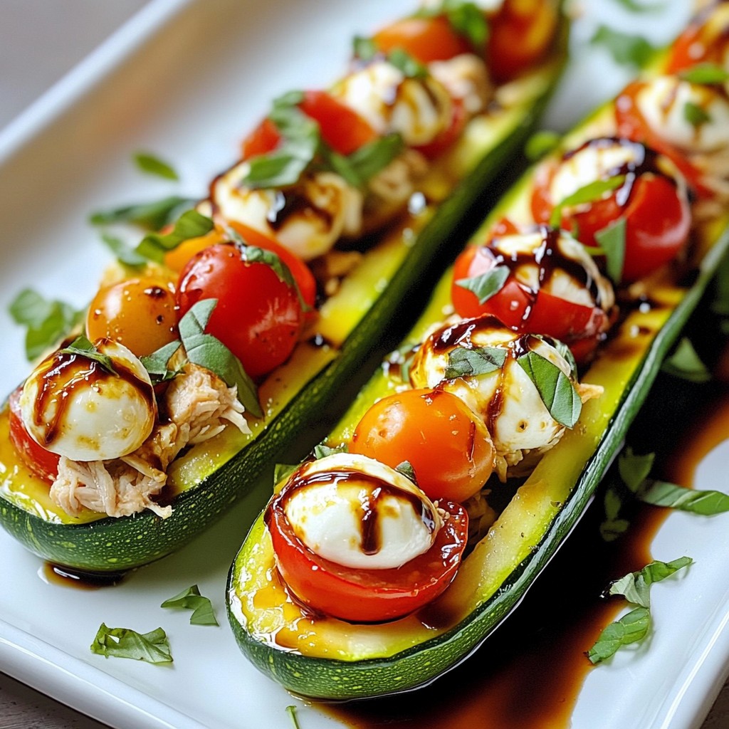 Caprese Chicken Stuffed Zucchini Boats Genussvoll zubereiten