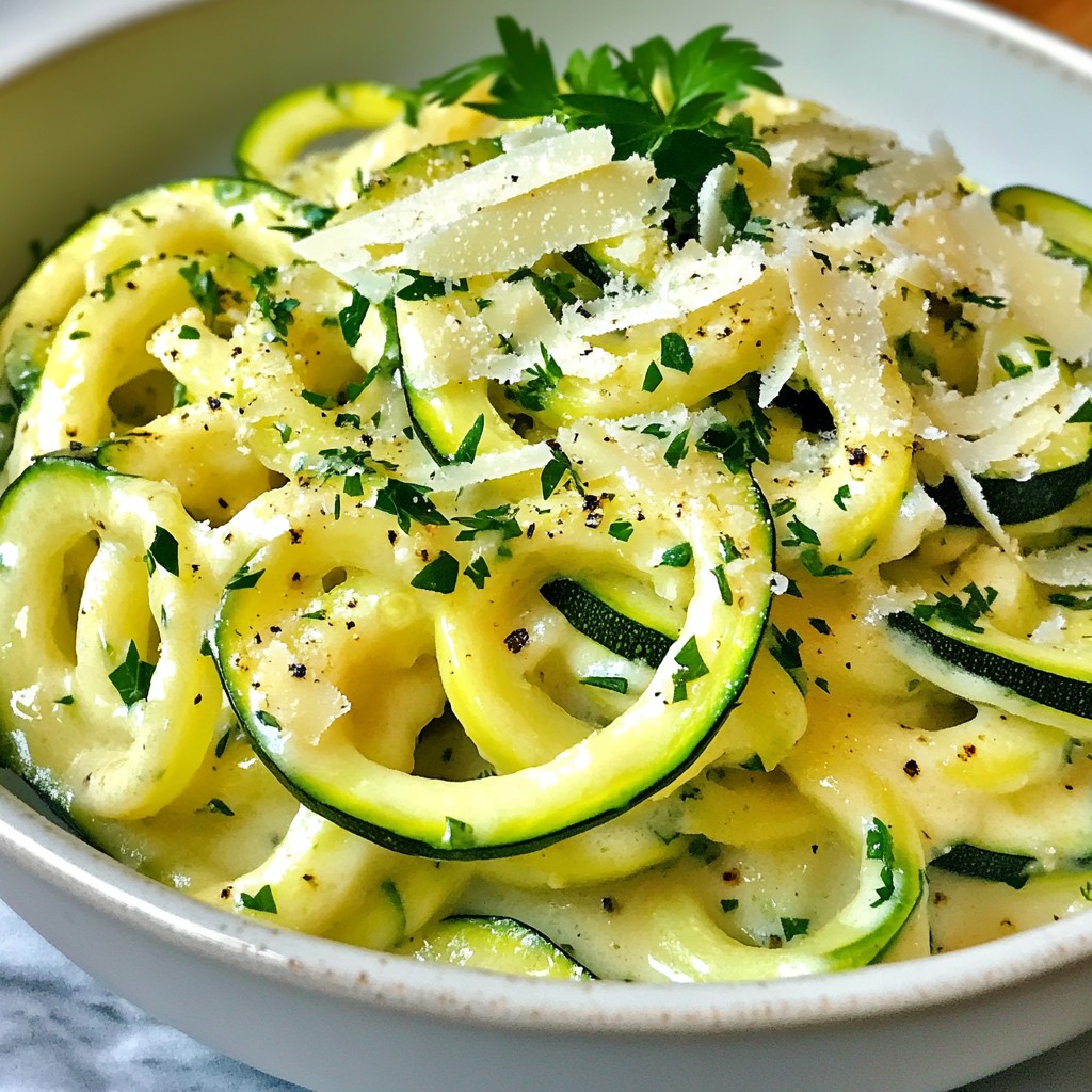 Garlic Parmesan Zoodle Alfredo Schnelle und Einfache Mahlzeit