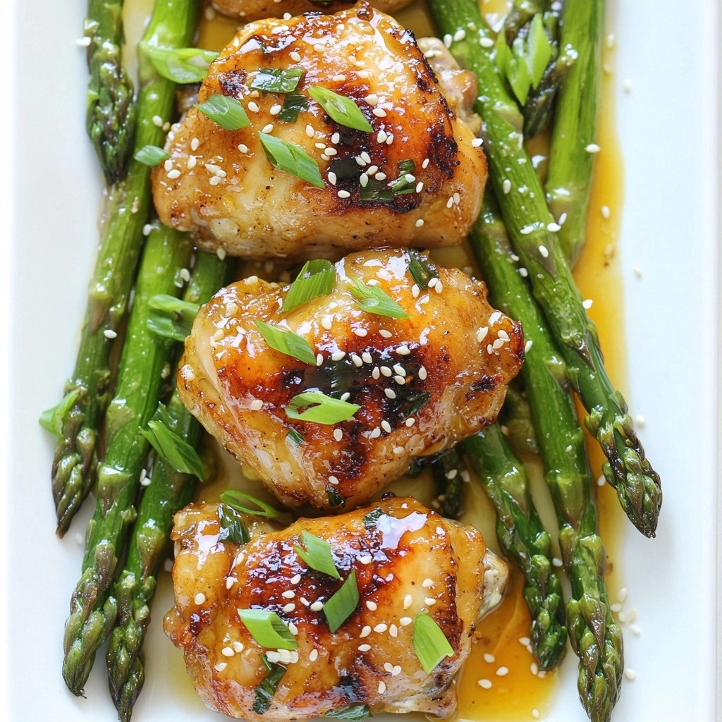 Einfaches One-Pan Ginger Garlic Chicken mit Spargel