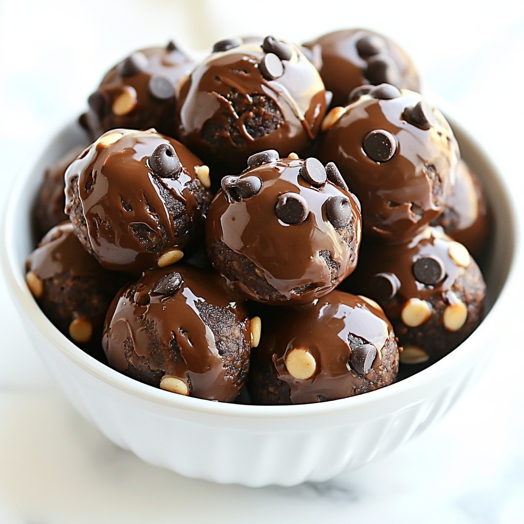Schokoladen-Erdnussbutter Proteinbällchen köstlicher Snack
