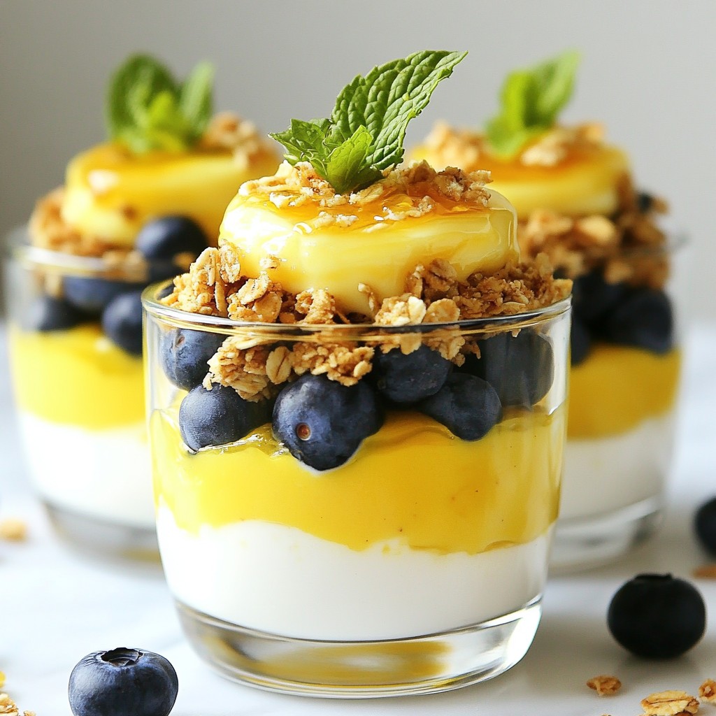 Lemon Blueberry Greek Yogurt Parfait Frisch und Lecker