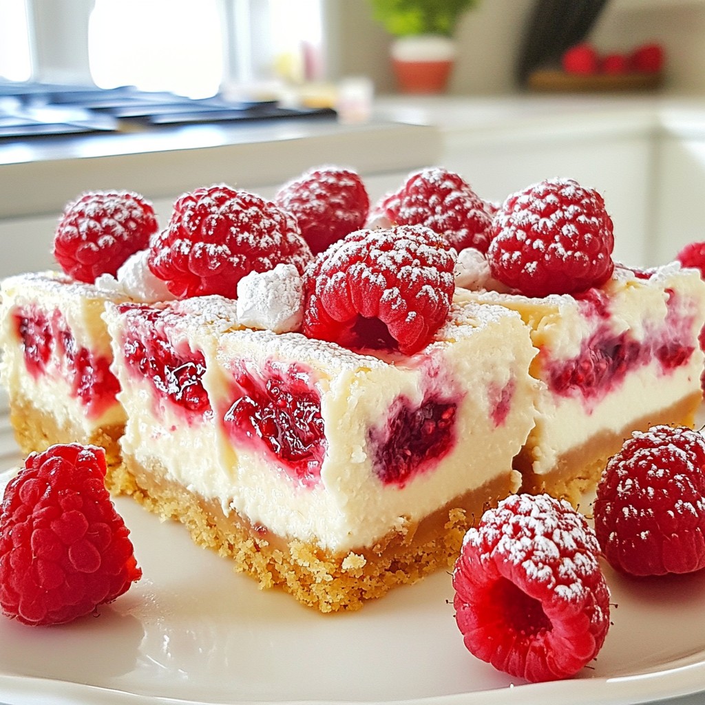 Raspberry White Chocolate Cheesecake Bars Genussvoll