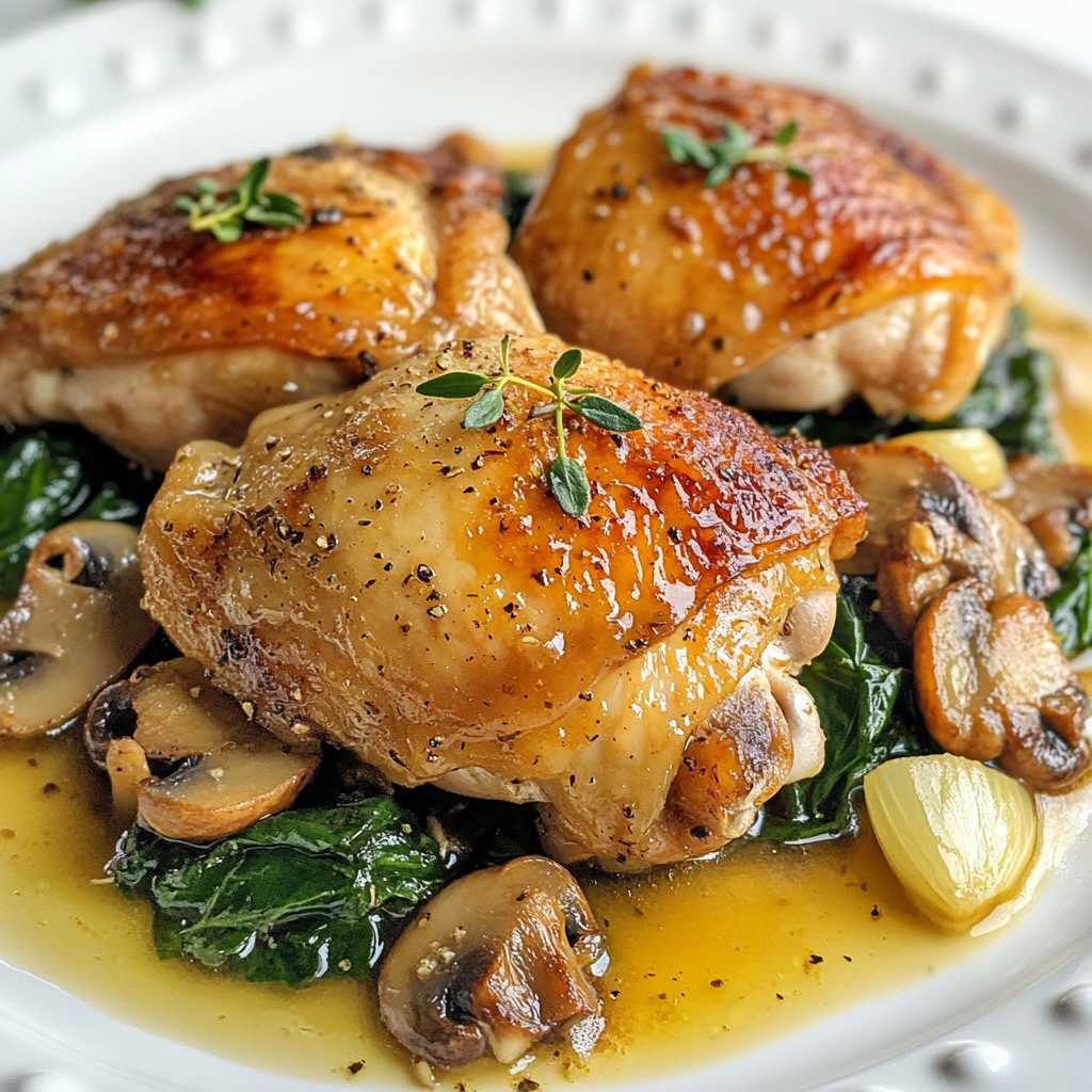 One-Pan Chicken Thighs with Mushrooms and Spinach Genuss