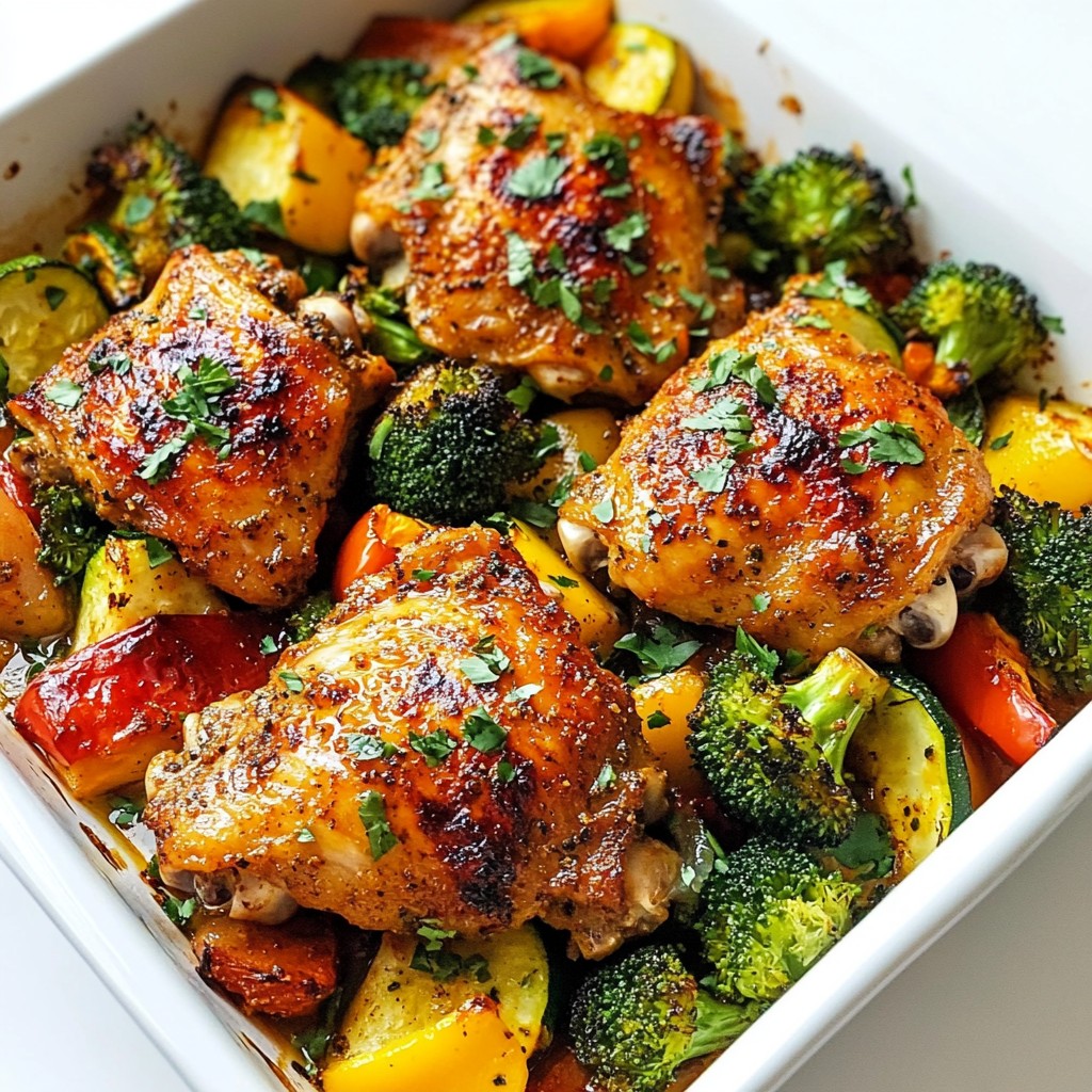 Spicy Chicken Thighs with Roasted Vegetables Rezept