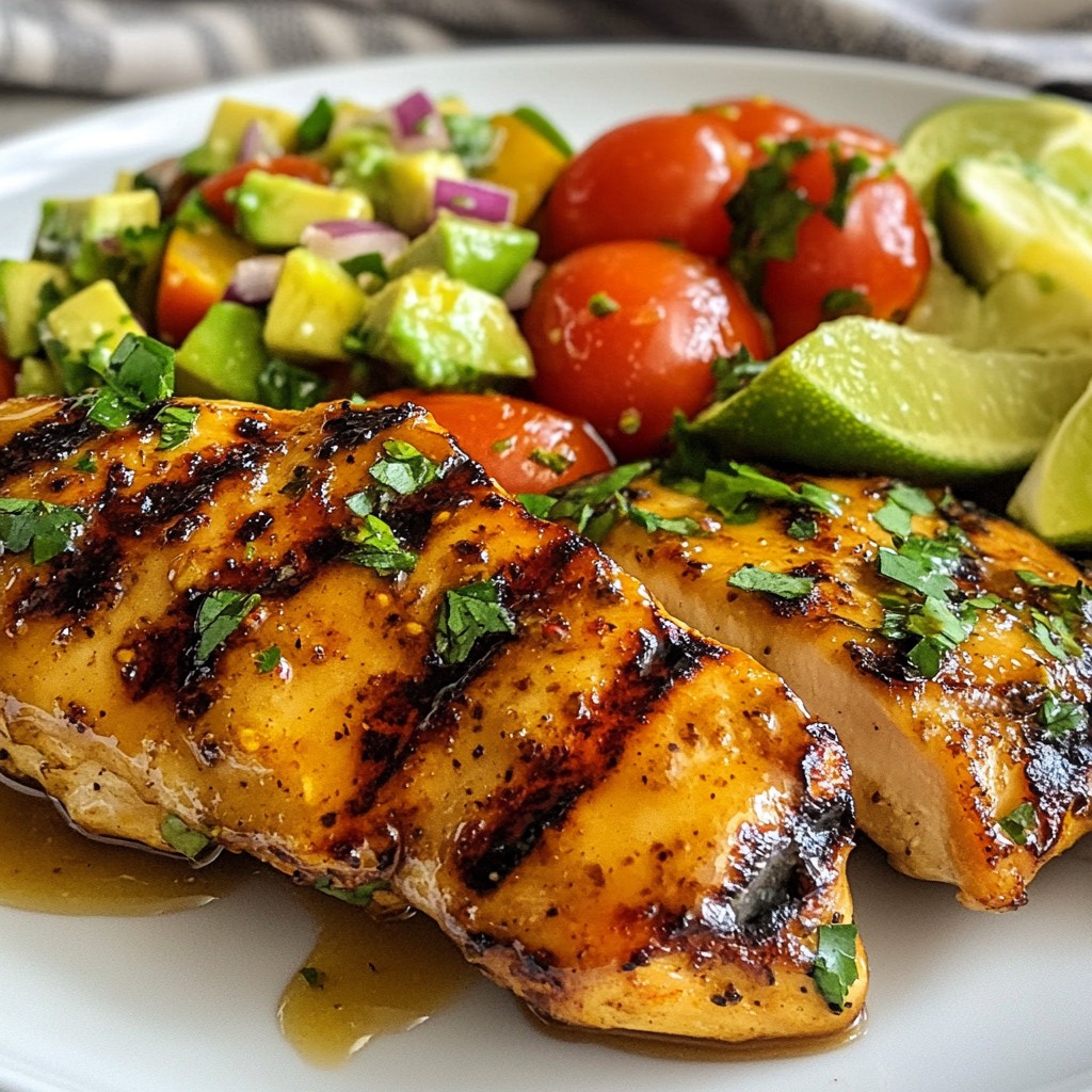 Grilled Honey Lime Chicken with Fresh Avocado Salad