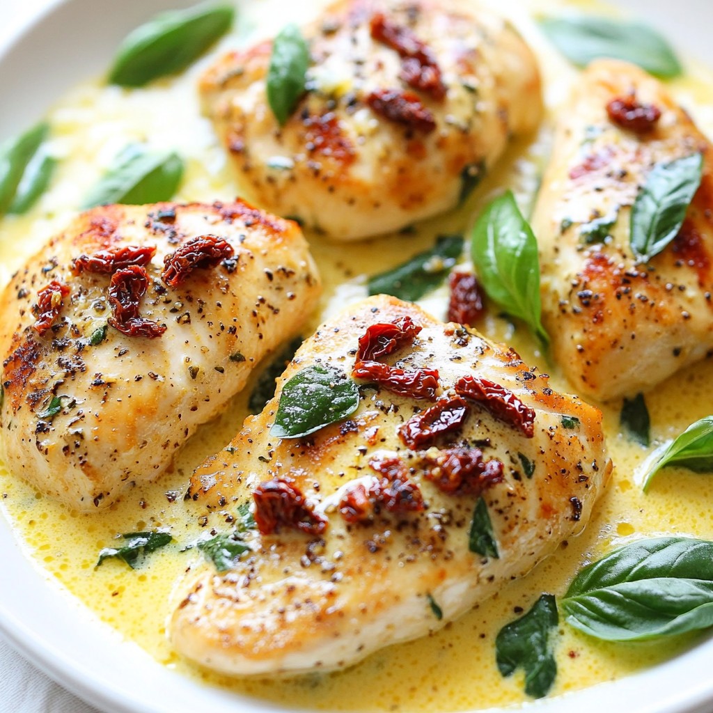 Cremiges getrocknete Tomaten Hähnchen Rezept Idee