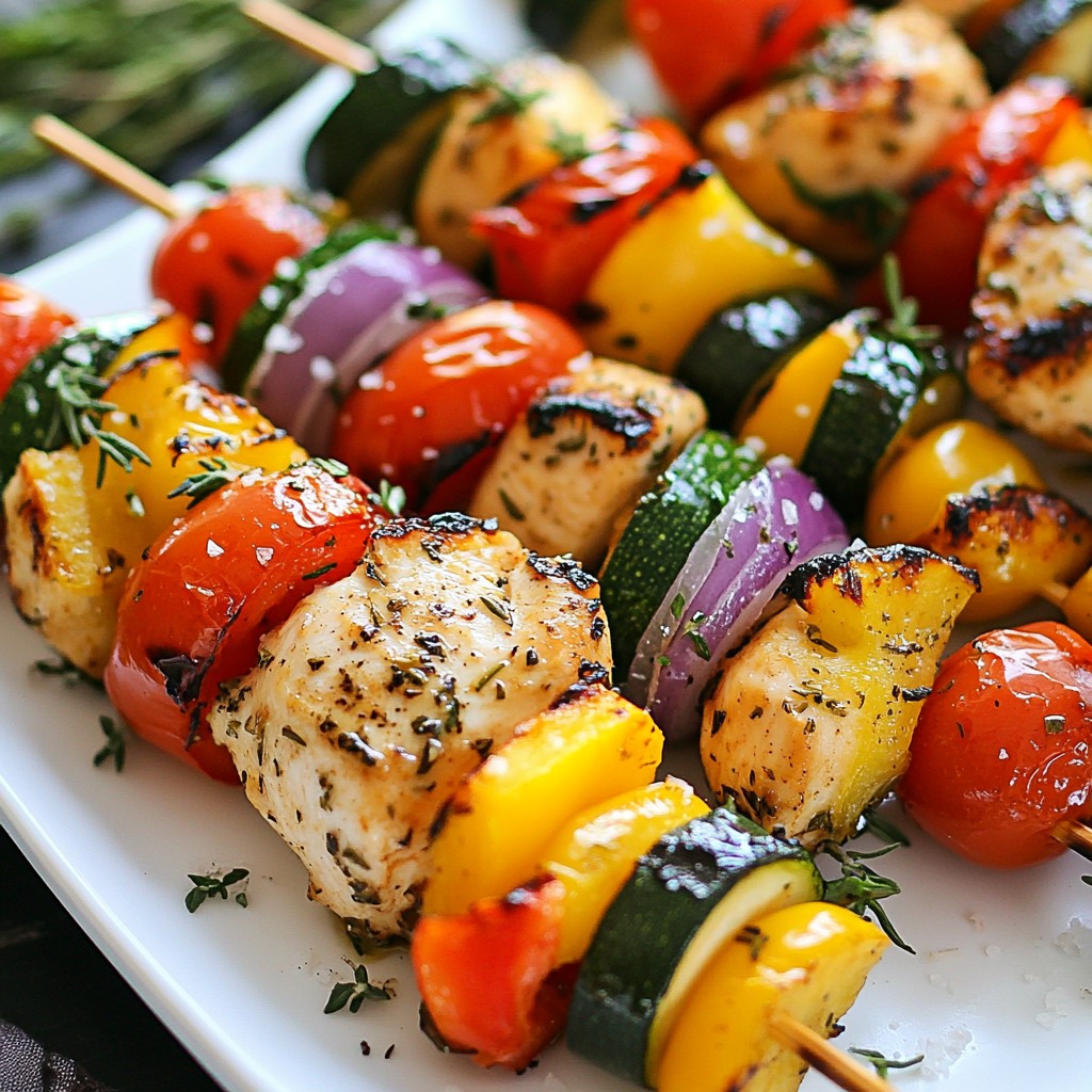 Zesty Grilled Chicken mit Mediterranen Gemüsespießen