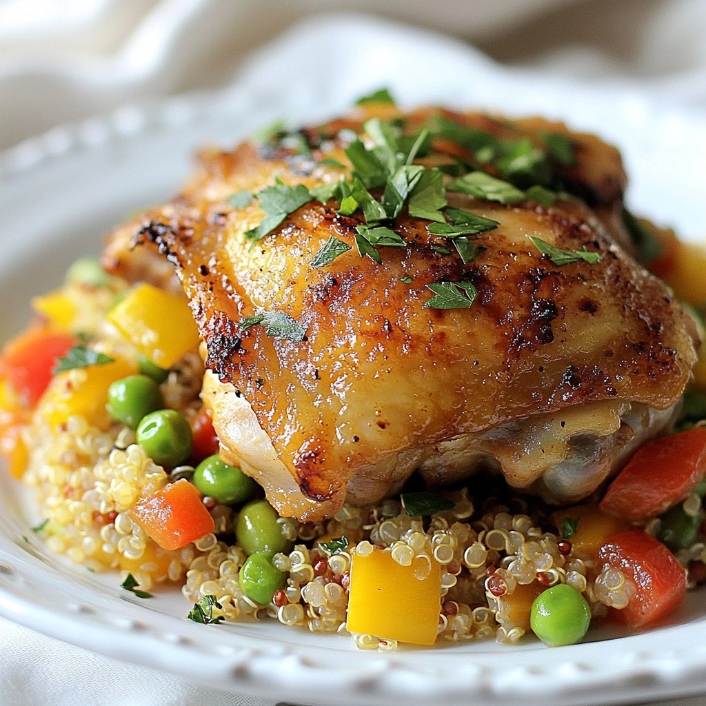 Savory Chicken Thighs with Quinoa Pilaf Einfaches Rezept