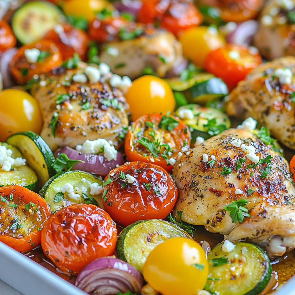 Ein-Pfannen-Griechisches Hähnchen und Gemüse Rezept