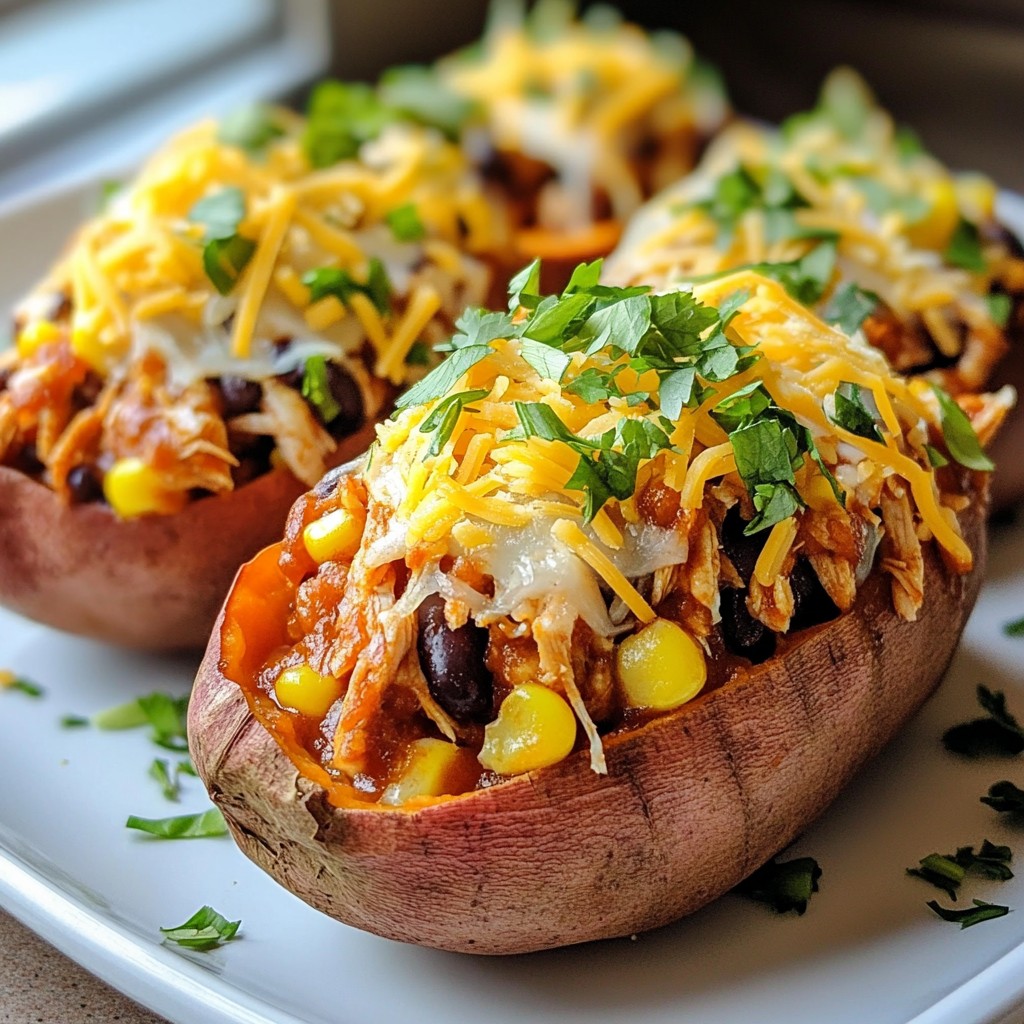BBQ Chicken Stuffed Sweet Potatoes Köstliche Mahlzeit