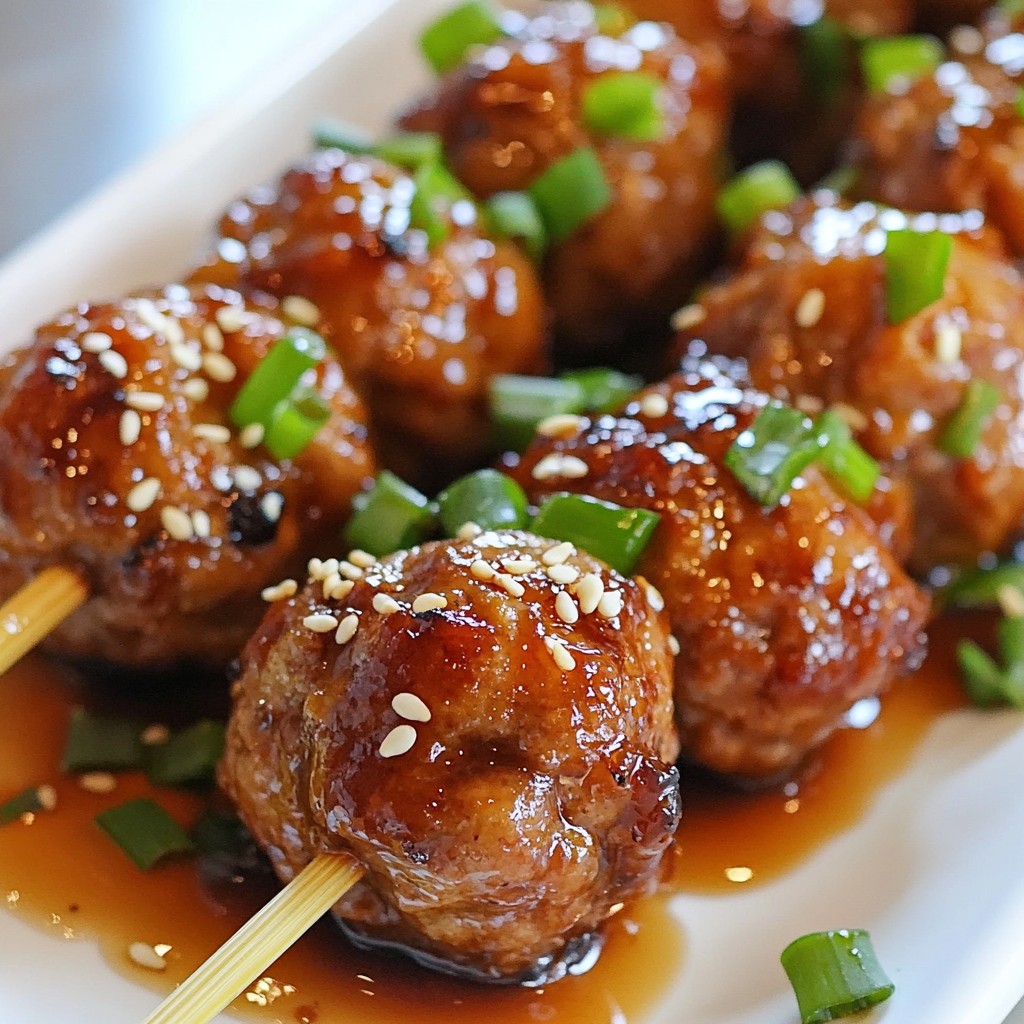 Teriyaki Turkey Meatball Skewers Einfaches Rezept