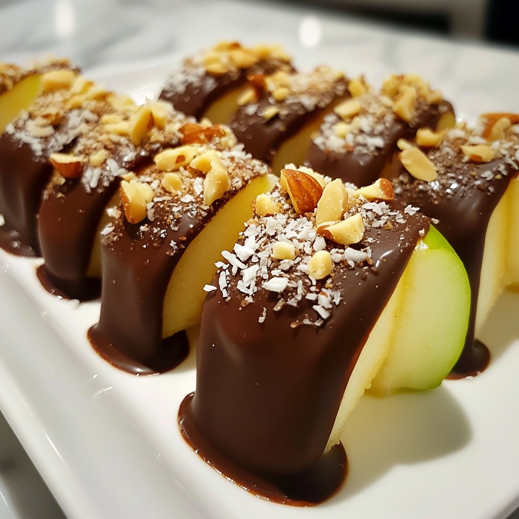 Schokoladendippt Apfelscheiben Einfaches Rezept genießen