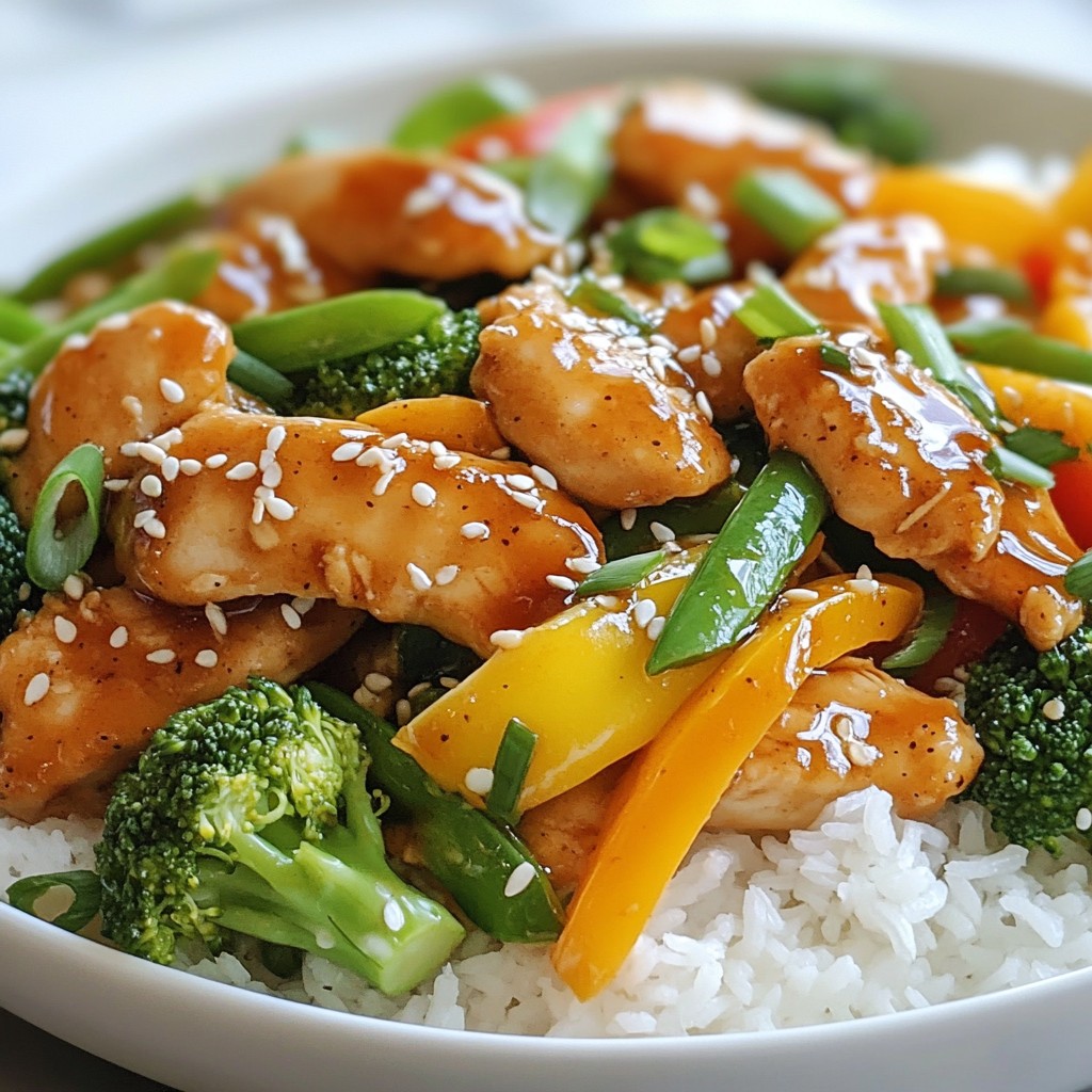Honig-Sesam-Hühnchen-Wokgericht Schneller Genuss