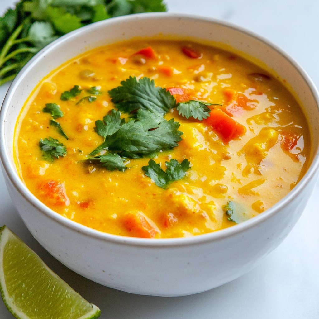 Kokos-Curry-Linsen-Suppe köstlich und nahrhaft