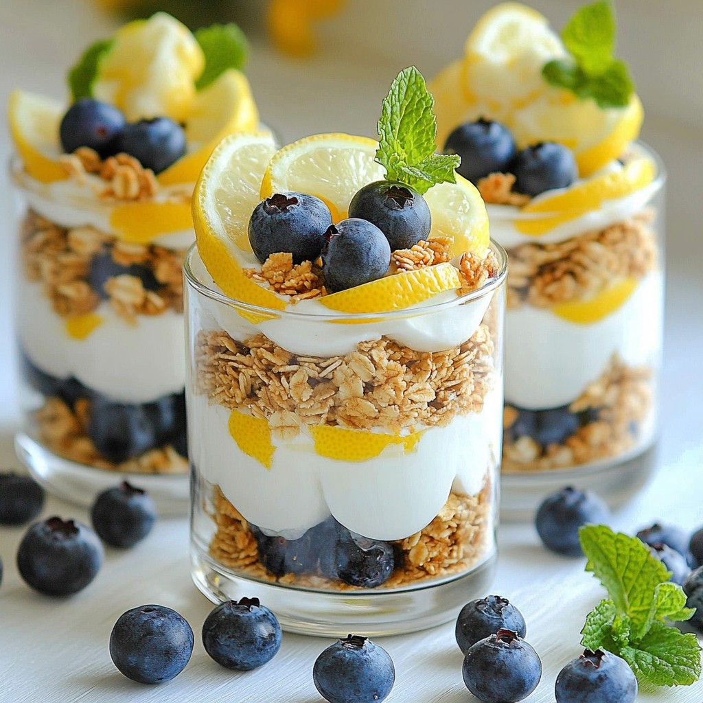 Lemon Blueberry Yogurt Parfait Frisch und Lecker