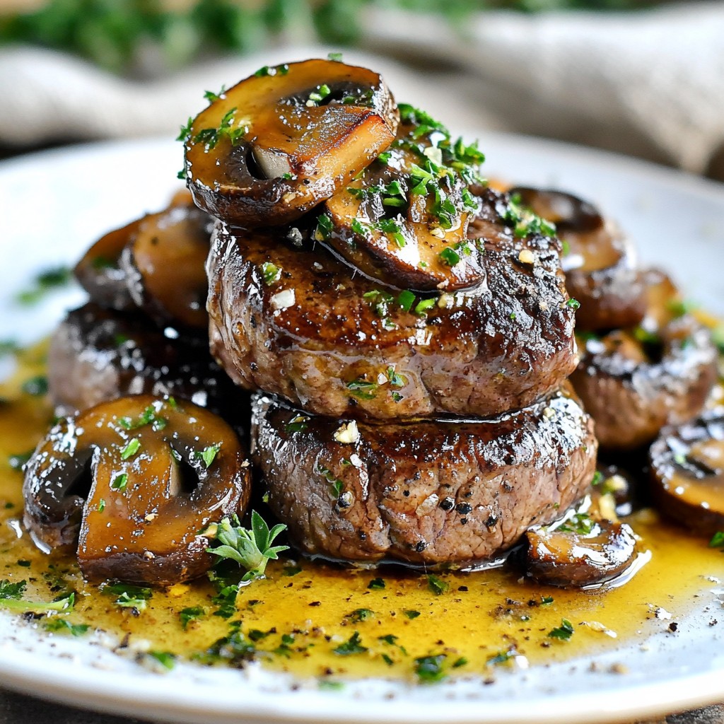 Knoblauch-Butter-Pilz-Rindersteak-Happen Genuss pur