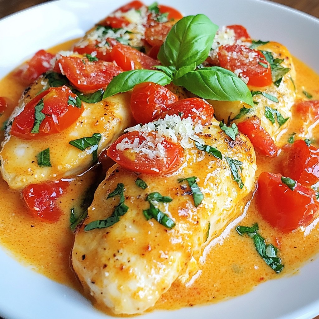Creamy Tomato Parmesan Chicken Schnelles und Leckeres Gericht