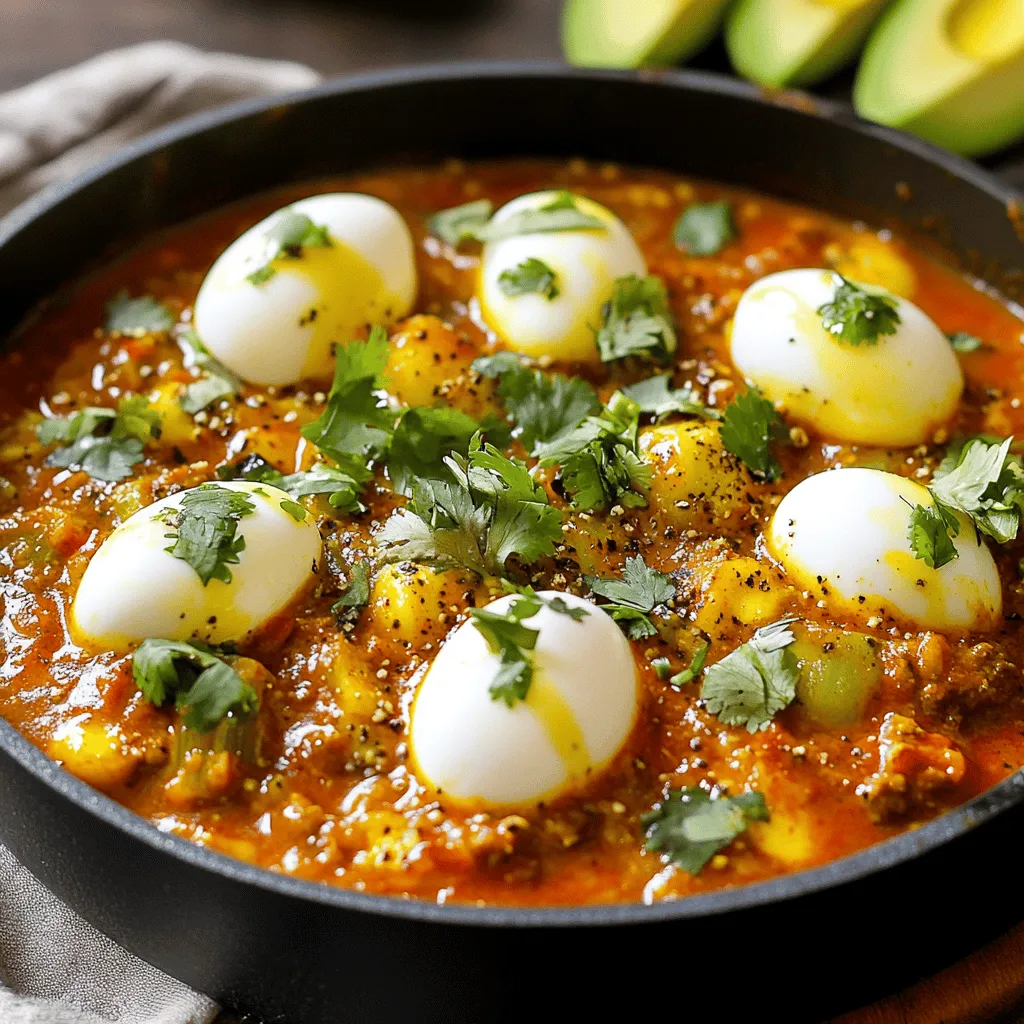 Frühstücks-Chili und Eier ist ein einfaches und nahrhaftes Gericht. Es braucht wenige, aber wichtige Zutaten.